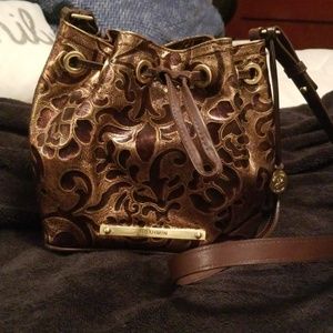 Beautiful Brahmin bucket bag in brown and gold